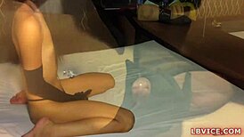 Ladyboy Sakura gives blowjob and fucked doggystyle