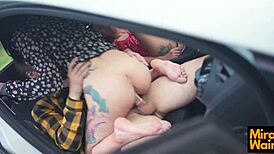 Two horny sluts fuck guy in woods.