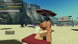 Sucking A Huge Cock On The Beach In Roblox Condo 2