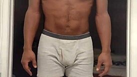 Mature brunette works out solo in dorm