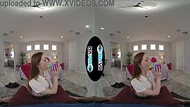 cute redhead takes creampie from fat cock in vr