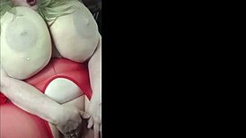 Girl with huge fat tits and pussy masturbating in lingerie