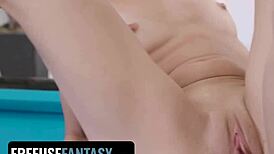 FreeUse Fantasy - Tiny Cute Slut Freya Von Doom Fucked by Lucky Stud on Pool Table