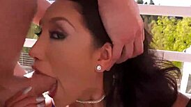 brunette latina takes double anal in wild group orgy banging