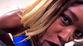 nina rivera wraps her mouth around don whoe's big black cock for deepthroat and cum in mouth