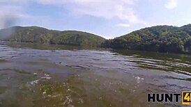 Just chilling on a Hunt4k boat when this blonde teen slut got wild with sex.