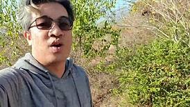 In the tall grass, wet pussy gets pounded hard