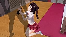 Uncensored anime imouto anal teasing with edging handjob