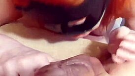 Amateur hot wife enjoys slurping on a big cock.