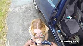Wow! Perky blonde amateur earns cash with blowjob.