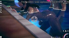 anime latina fucked in pool game