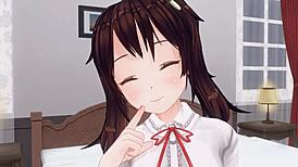 Uncensored anime imouto anal teasing with edging handjob