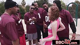 Wow, this ebony babe sucks monster cock in extreme deep throat 69 with cum on her natural tits!