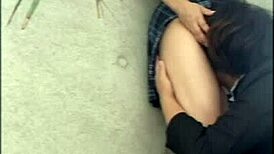 Amateur Japanese Girl Hiding for Boyfriend's Blowjob, Then Moaning in Doggy