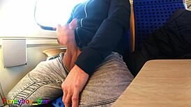 i just couldn’t hold back, jerked off quick on a moving train with a huge cumshot