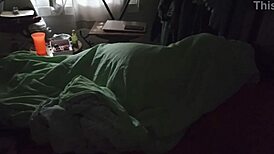 A curious old man secretly records his sister-in-law in her room one morning.