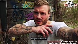 outdoor anal sex with tattooed german milf on real date, all holes naughty 😈