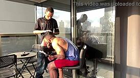 o skinny barber fucks the pumped client