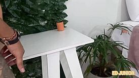 Dutch fan fucks Brazilian fan's ass bareback in red and sheer, they brag