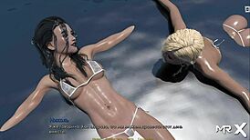 Girls retrieving the past on the beach in this cartoon game