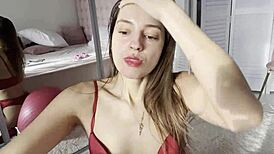 Melena Maria Rya shines in hot red lingerie