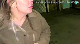 Street girl shoving items into her shaved pussy!