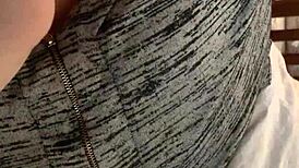 Playing with my wife's amazing natural 42f tits, oiled and big.