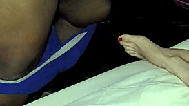 Rae Lynn exclaims, 'Oh wow, this foot sex is so hot!' in her homemade interracial fetish session