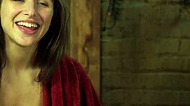 Dude fucks the bound brunette hard! Choking and whipping her.