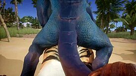 In the wildlife scene, a tiger makes a lizard cum multiple times through intense blowjob and assfucking