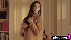 Wow! Sexy Teen Gianna Dior Strips in Stockings for Playboy!