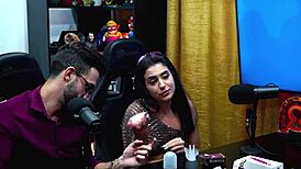 havena cep jerks him off with a toy in a wild public podcast session.