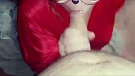 the beauty gives a gentle blowjob to her friend