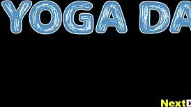 athletic gay hunks blow each other after yoga and rim hard