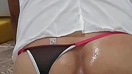 How does a giant dildo slide so smoothly into a hungry gay ass?