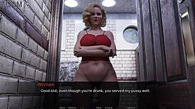 Femdom Mistress Licks Shaved Pussy in Bar Anal Scene