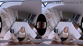 In This Virtual Taboo Scene, Shaved Pussy Gets Intense POV Blowjob and Handjob Action.