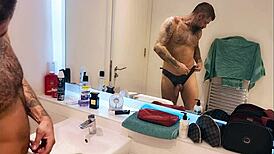 dirty gets all horny in the bathroom during bathing