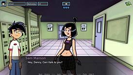 Amity Park character has fun in a shower parody scene.