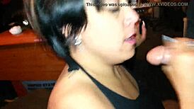My former girlfriend gives me a blowjob and gets a facial