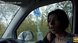 Road trip turns into raw car fuck with Latina