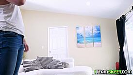 asian petite stepsister lulu chu eagerly sucks stepbrother's huge cock in secret