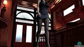 Man, the boss's wife has some stunning voluptuous tits in this college game!