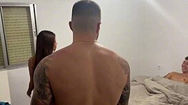 My first DP with hot Latina small tits craving two cocks in pussy with Raul and Brady