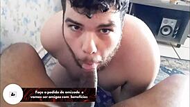Hey straight buddy, want a blowjob from this chubby guy after touching my cock?