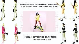 in this 3d game, character wears tight spandex dress showing cameltoe