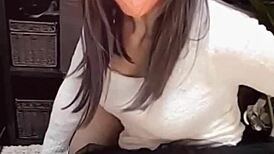 Stunning Asian ladyboy masturbates live on camera in private session.