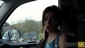 Road trip turns into raw car fuck with Latina