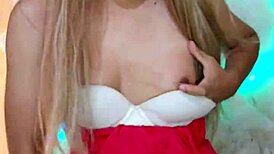 Hot transsexual in red ignites deep desires