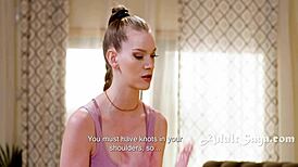 Massage turns straight girl lesbian with scissoring